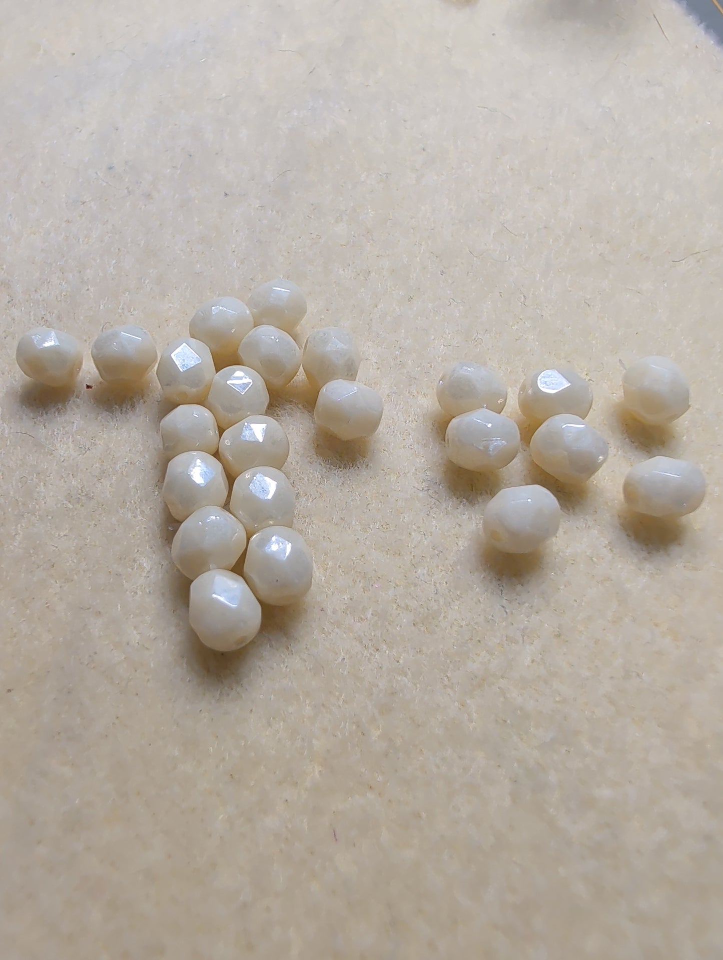 6mm Faceted Round Firepolished Bead Ivory with Luster Finish