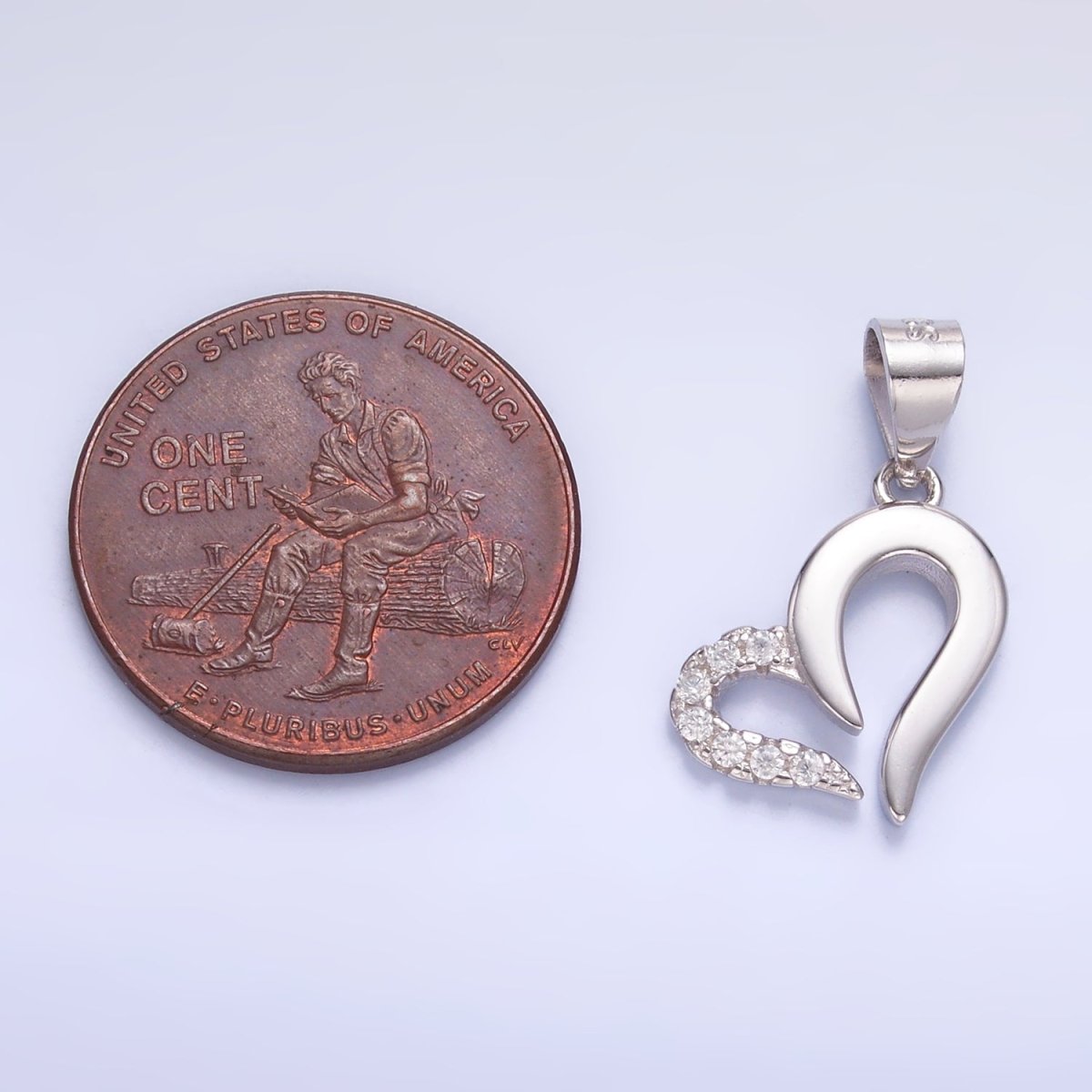 S925 Sterling Silver Micro Paved CZ Open Heart Pendant | SL-598