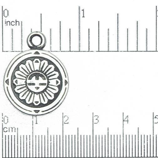 22mm x 28mm Hopi Sun Pendant - Double-Sided - Made of Pewter - Sold by the Piece - PEW126