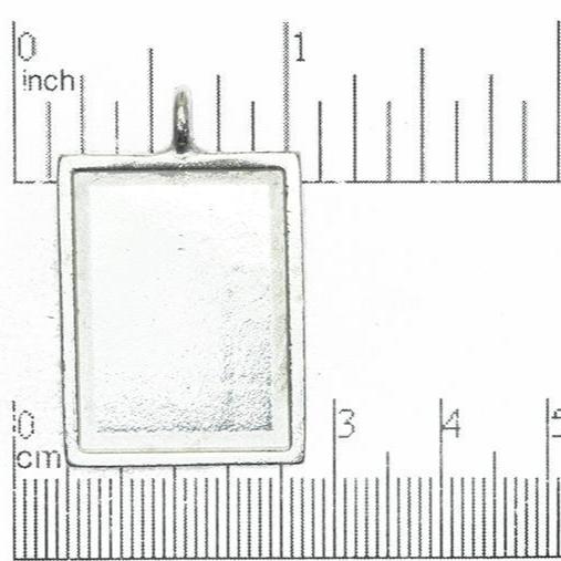 34mm x 20mm Flat Pewter Rectangle Bezel Pendant - Made in the USA - Sold by the Piece - PEW143
