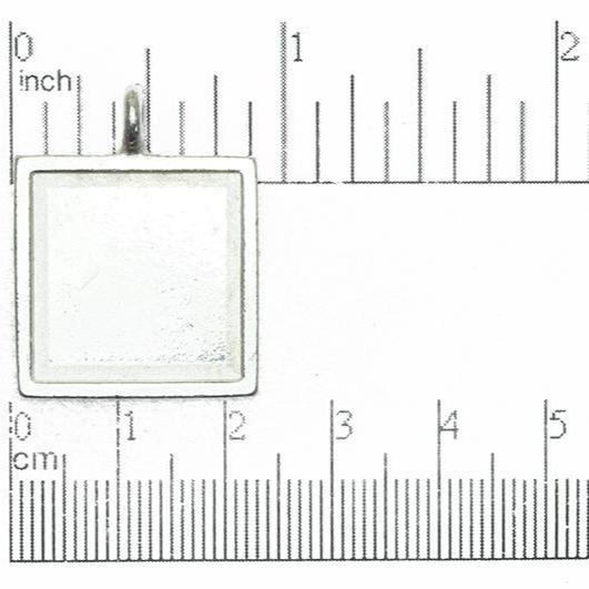 28mm Square Bezel Pendant - Made of Pewter - Sold by the Piece - Made in the USA - PEW145