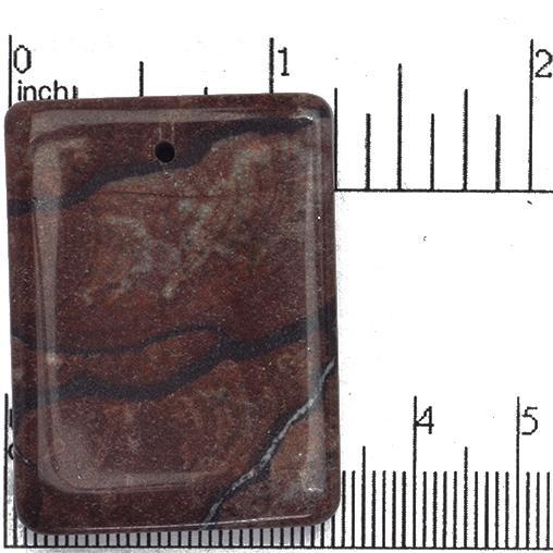30mm x 42mm Sun Rock Jasper Rectangle Pendant - Drilled - Semi Precious Stone - SP678