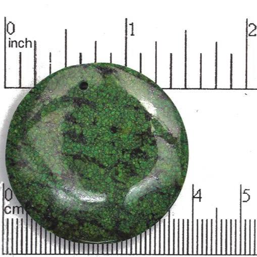 38mm Green Turquoise Jasper Puffy Disc Pendant - Drilled - Semi Precious Stone - Sold by the Piece - SP667