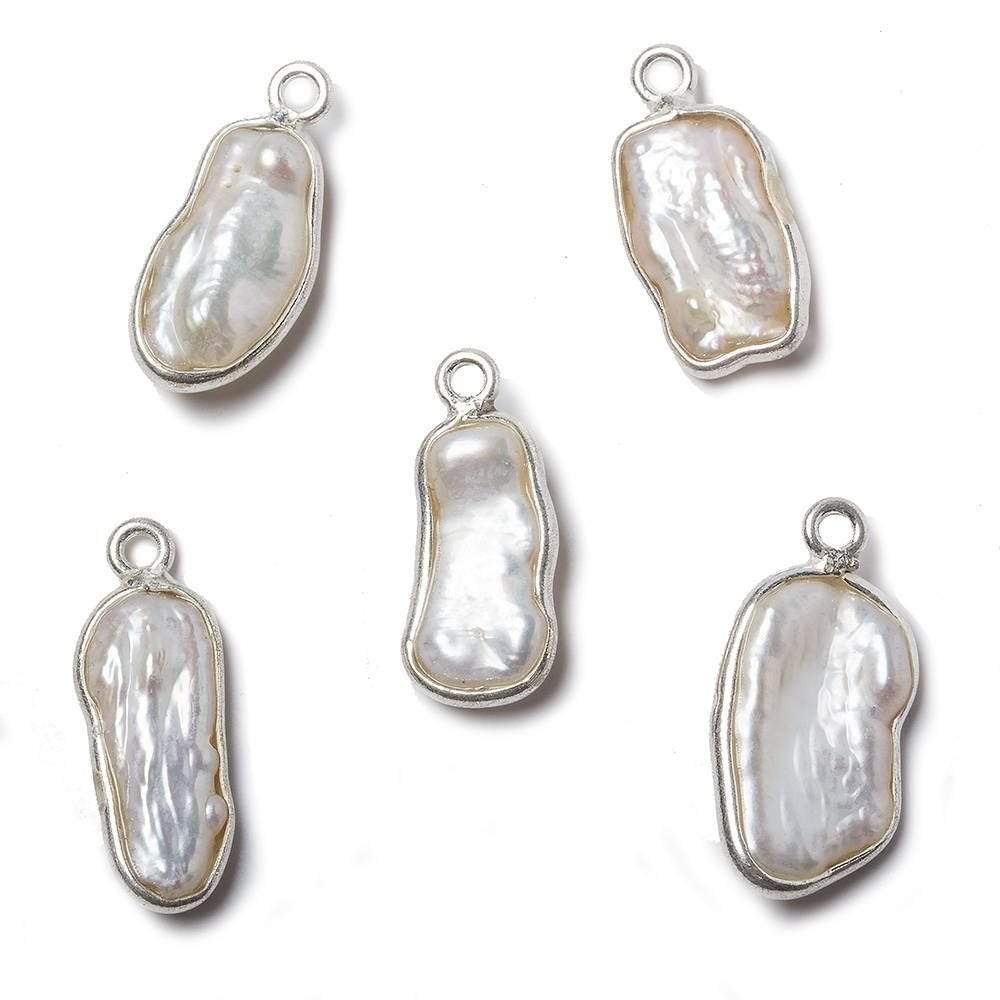 Silver Bezel White Keshi Freshwater Pearl Pendant 17x9mm average