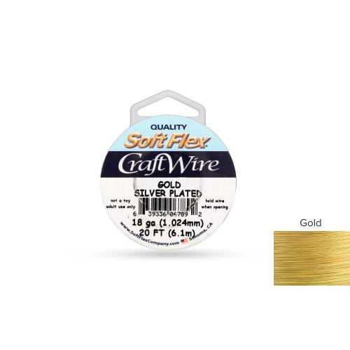 Soft Flex Craft Wire Non-Tarnish Gold-Finish Wire 18 Gauge - 20ft
