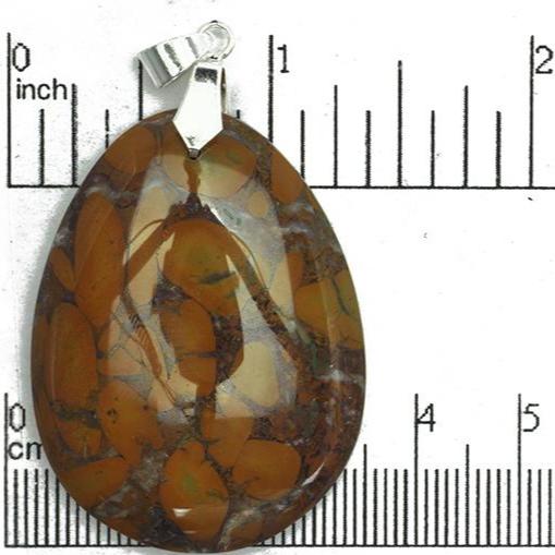 33-46mm Bamboo Jasper Tear Drop Pendant - Hand Polished - With Bail - Semi Precious Stone - SP722