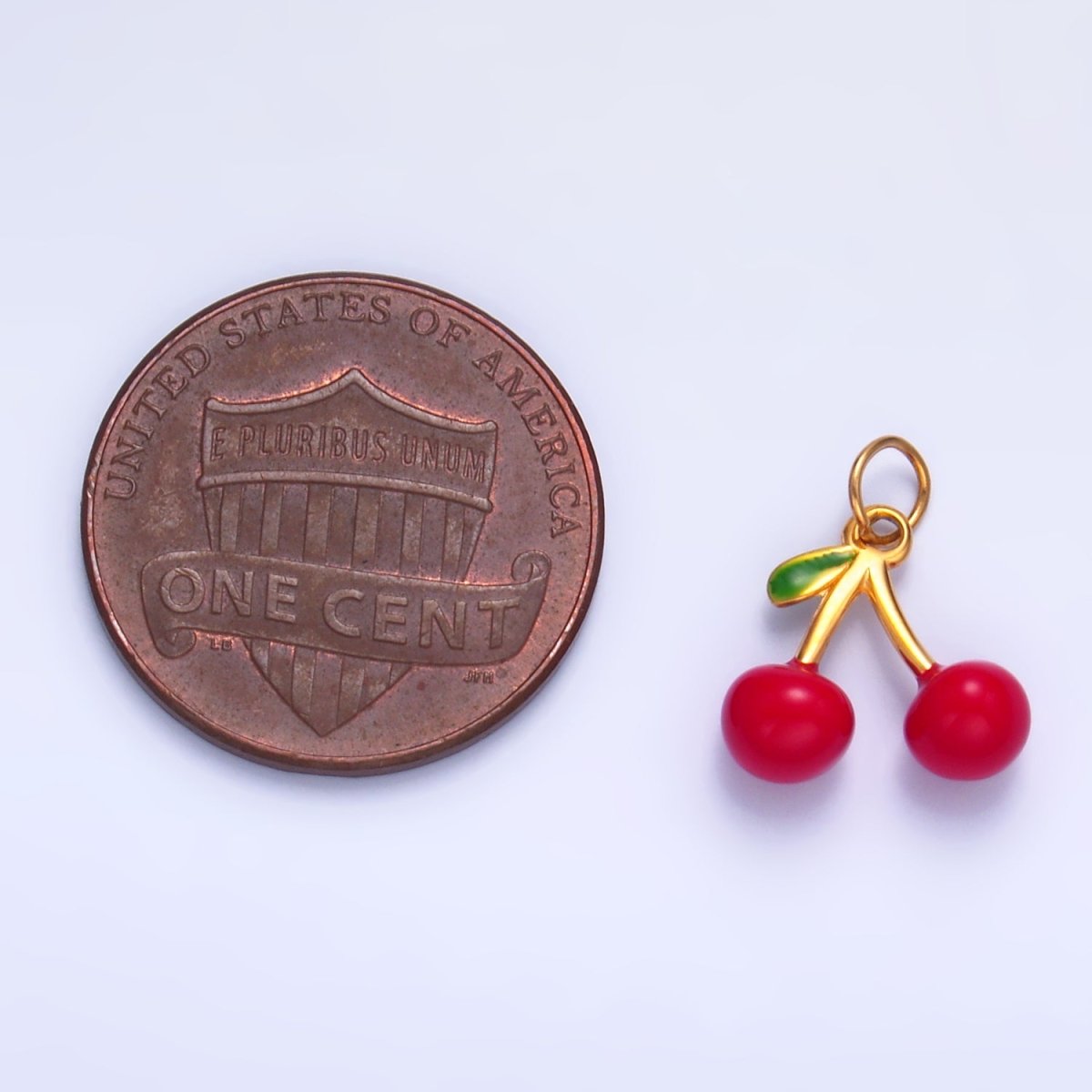 Stainless Steel Red Enamel Cherry Fruit Charm | P637