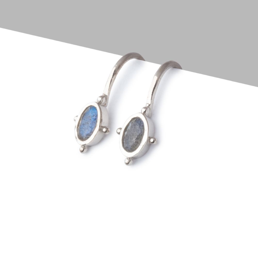 Sterling Silver Labradorite Oval Earring Set of 2 pieces