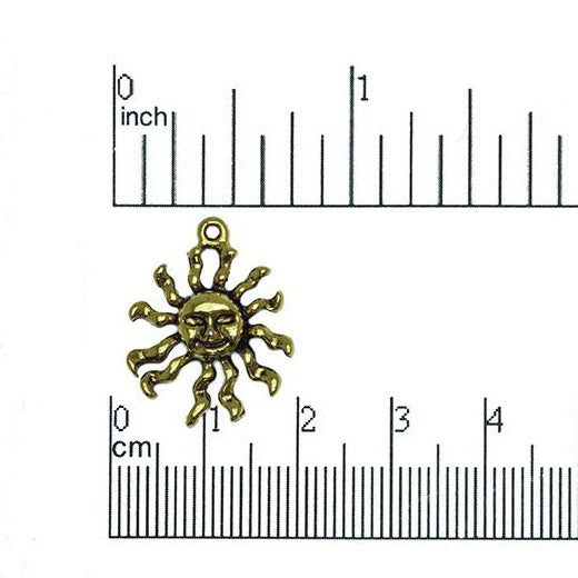 20mm Gold over Pewter Face Inside Sun Charm "Clearence! sold by the Piece - CBS1221