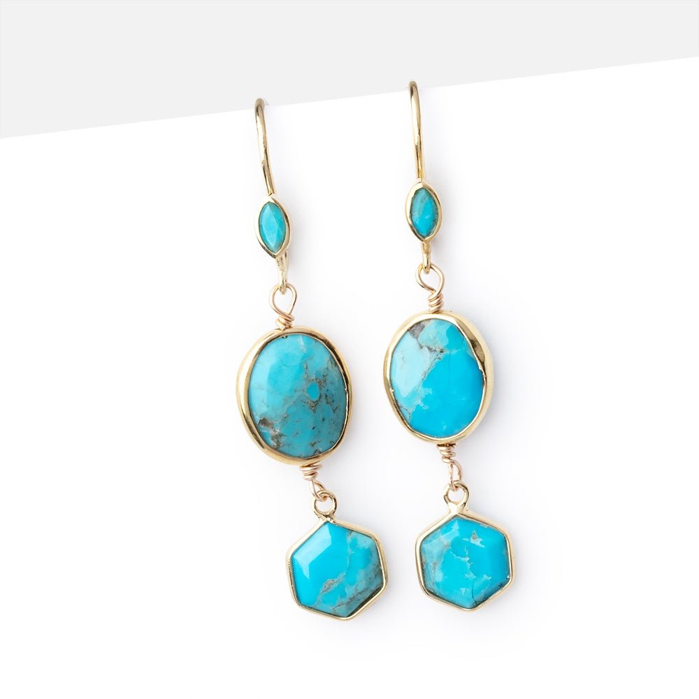Vermeil Turquoise Howlite Marquise Earwire Set of 2 pieces