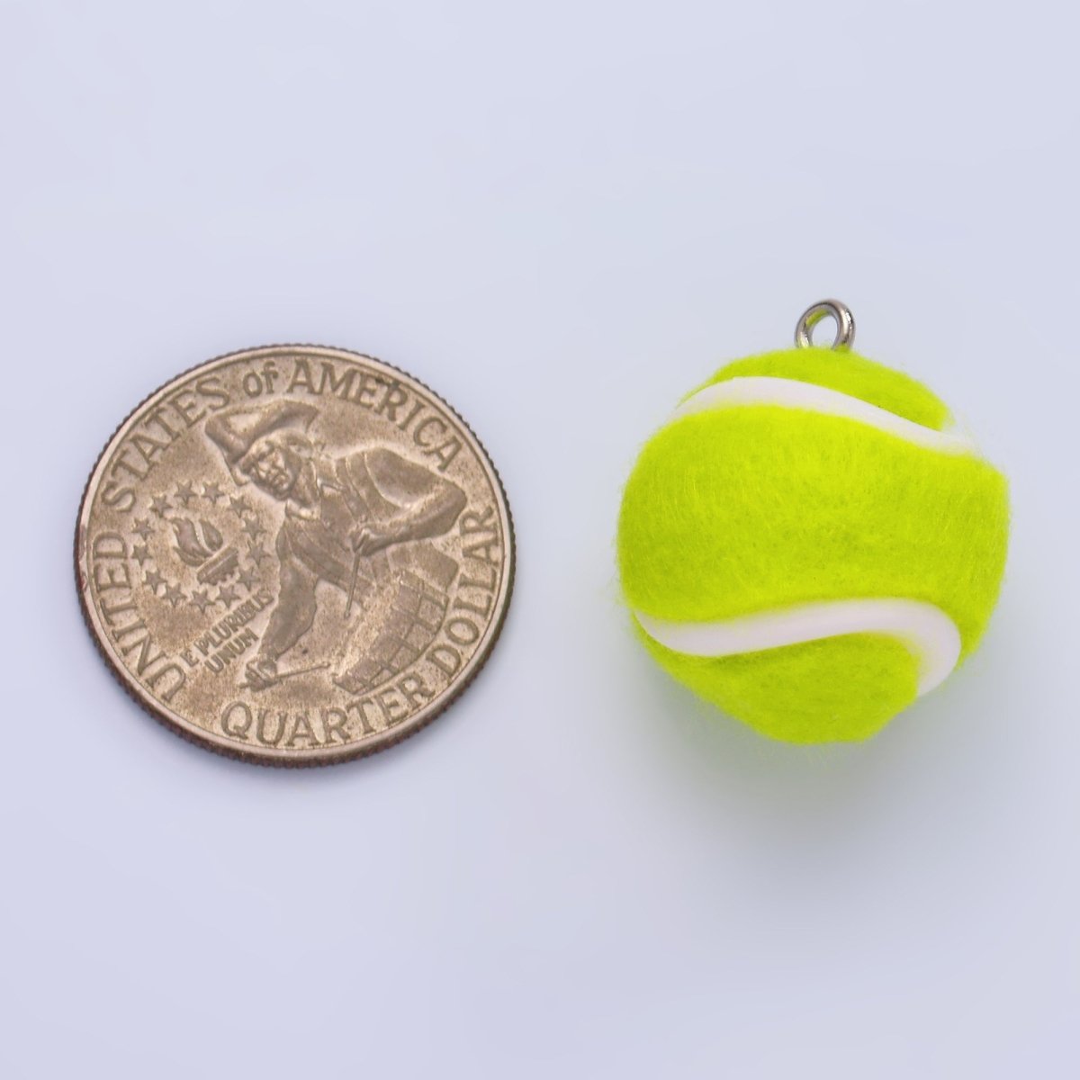 White Gold Filled Green Tennis Ball Fuzzy Multidimensional 3D Charm | M538