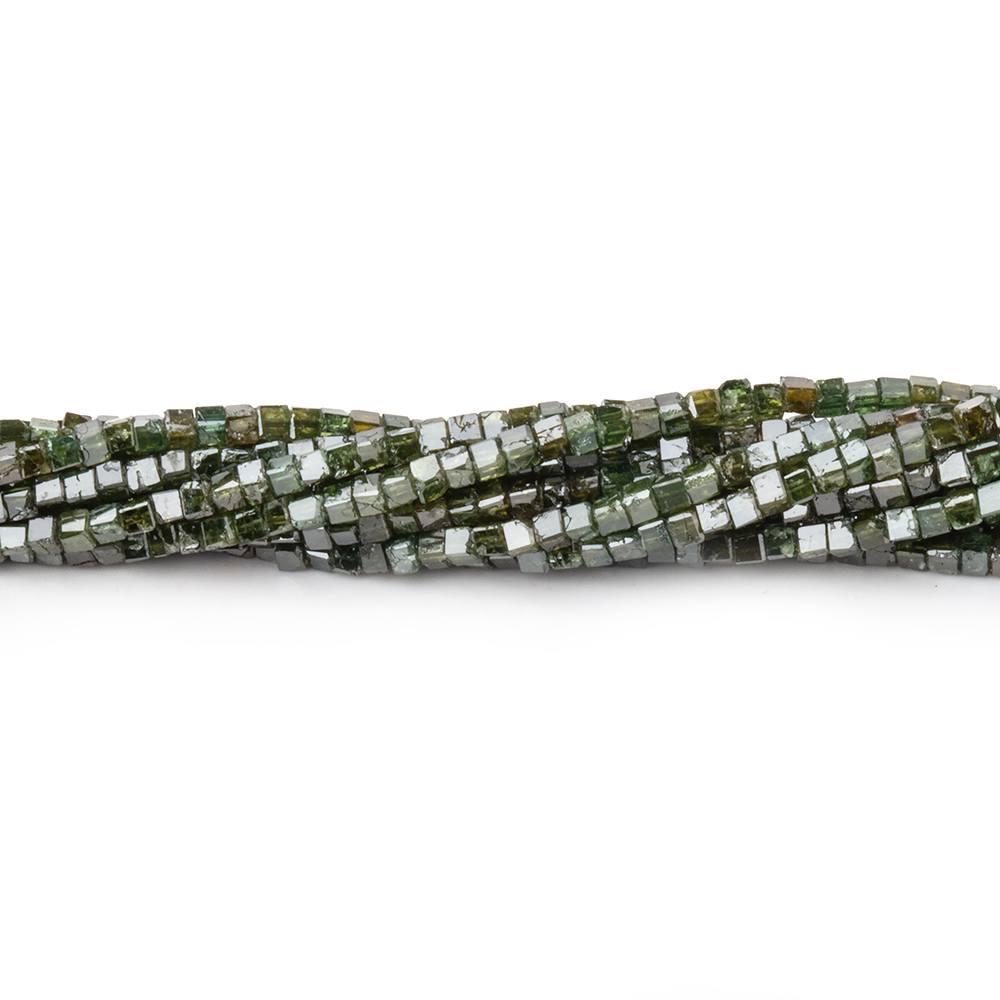 1-1.7mm Olive Green Diamond Unfaceted Cube Beads 15 inch 290 pieces