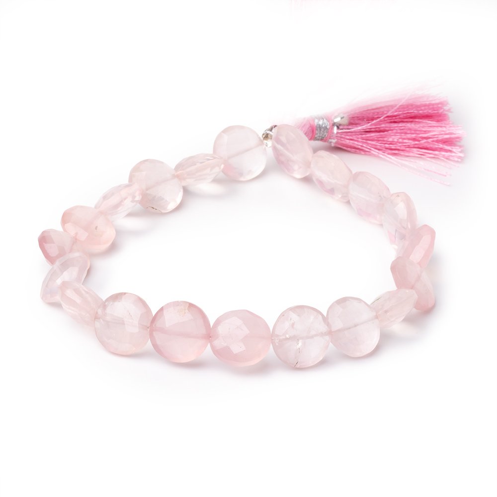 10-10.5mm Rose Quartz Faceted Coin Beads 8 inch 20 pieces