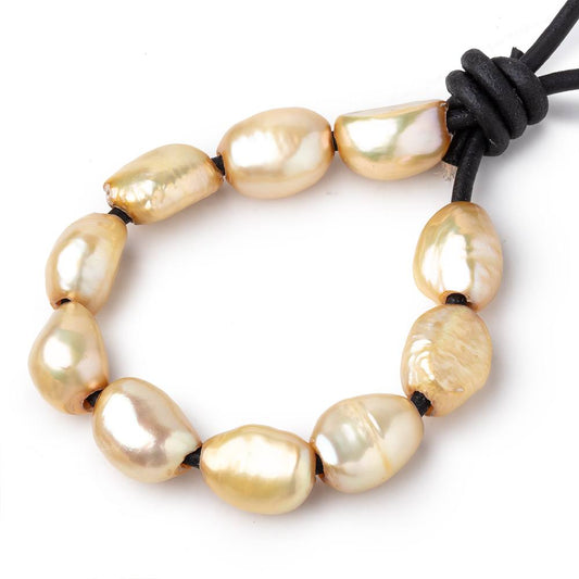 10-11.5mm Lemon Grass Large Hole Baroque Set of 10 Pearls