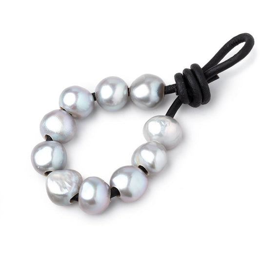 10-11mm Teal Silver Large Hole Baroque Pearls Set of 10