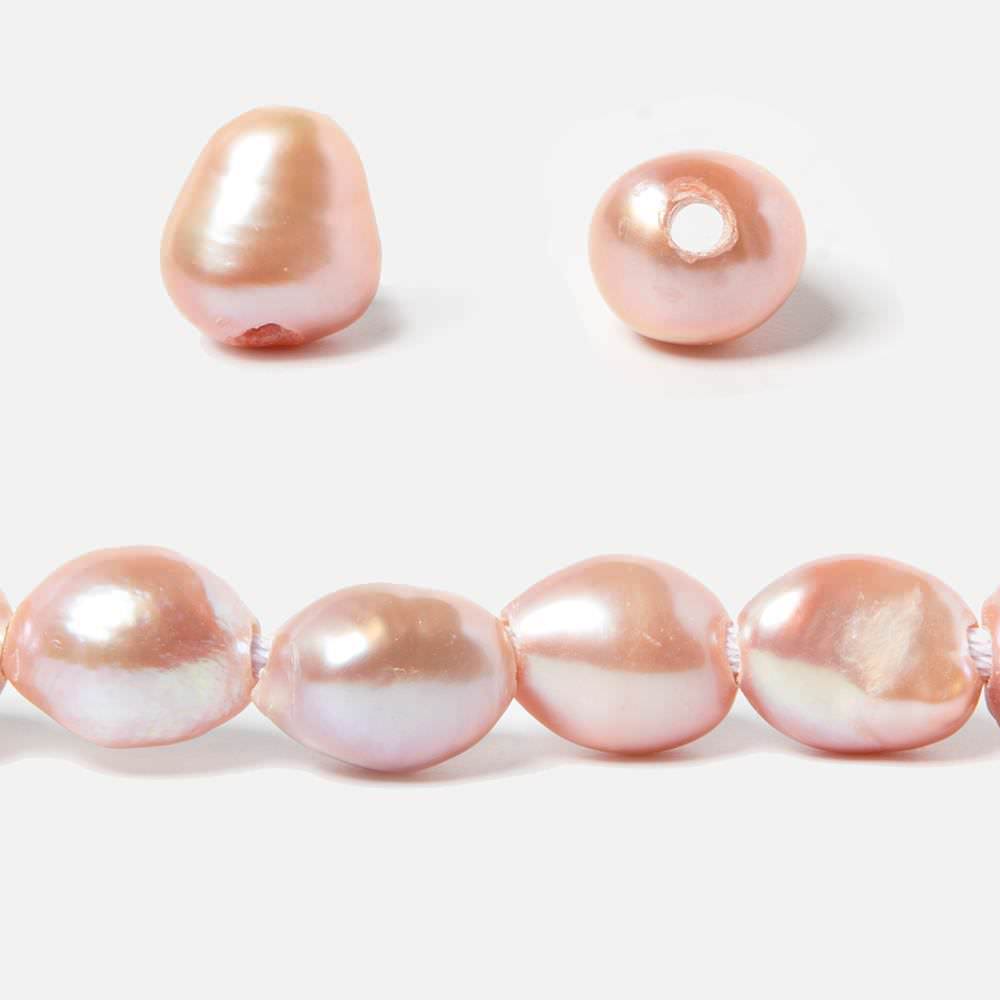 10-12mm Orangy Pink Baroque Straight Drill 2.5mm large hole Pearl 35 pcs