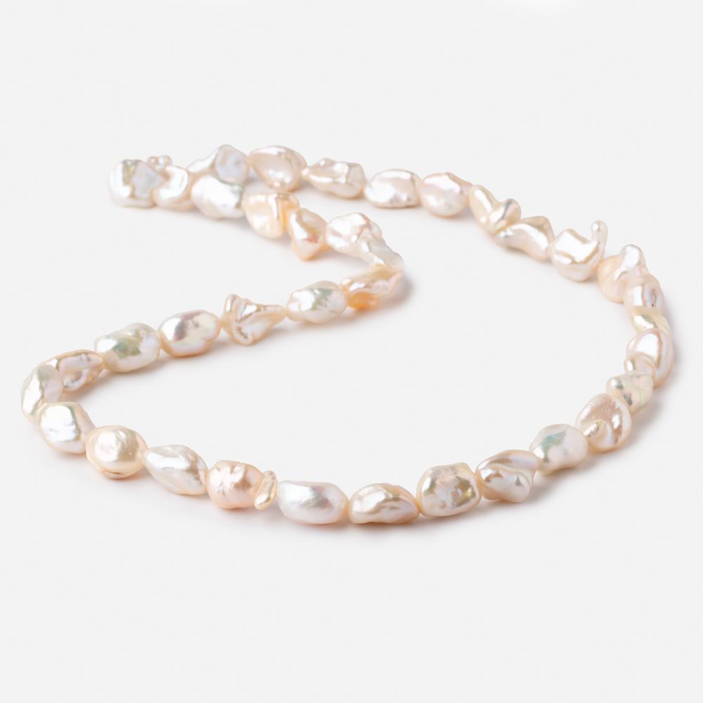 10-12mm Peach Straight Drilled Keshi Freshwater Pearls 15.5 inch 38 pieces