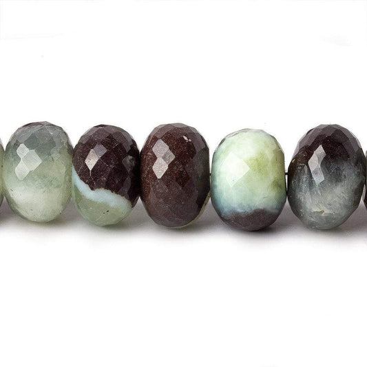 10-13mm Prehnite and Matrix Faceted Rondelle Beads 16 inch 53 pieces