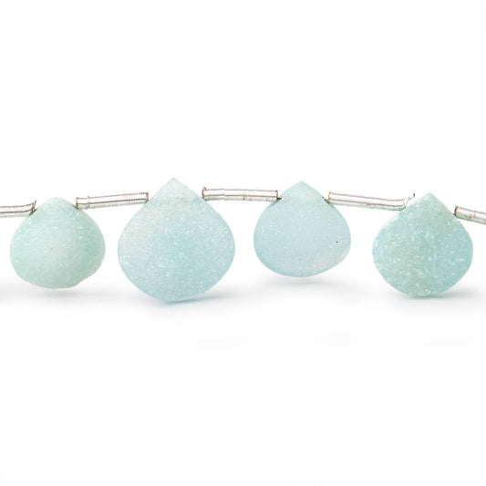 10-13mm Seafoam Blue Drusy Heart Beads 8 inch 16 pieces