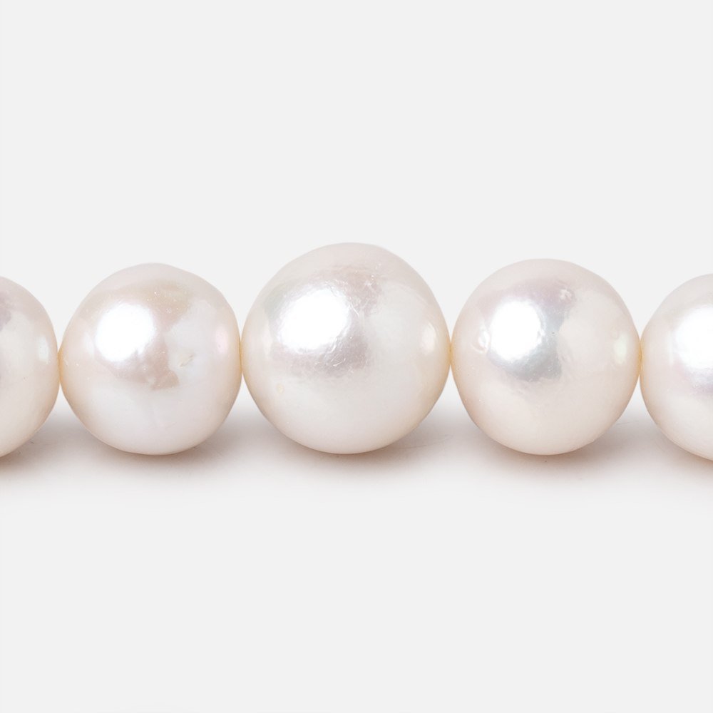10-14mm White Off Round Freshwater Pearls 16 inch 38 Beads AA