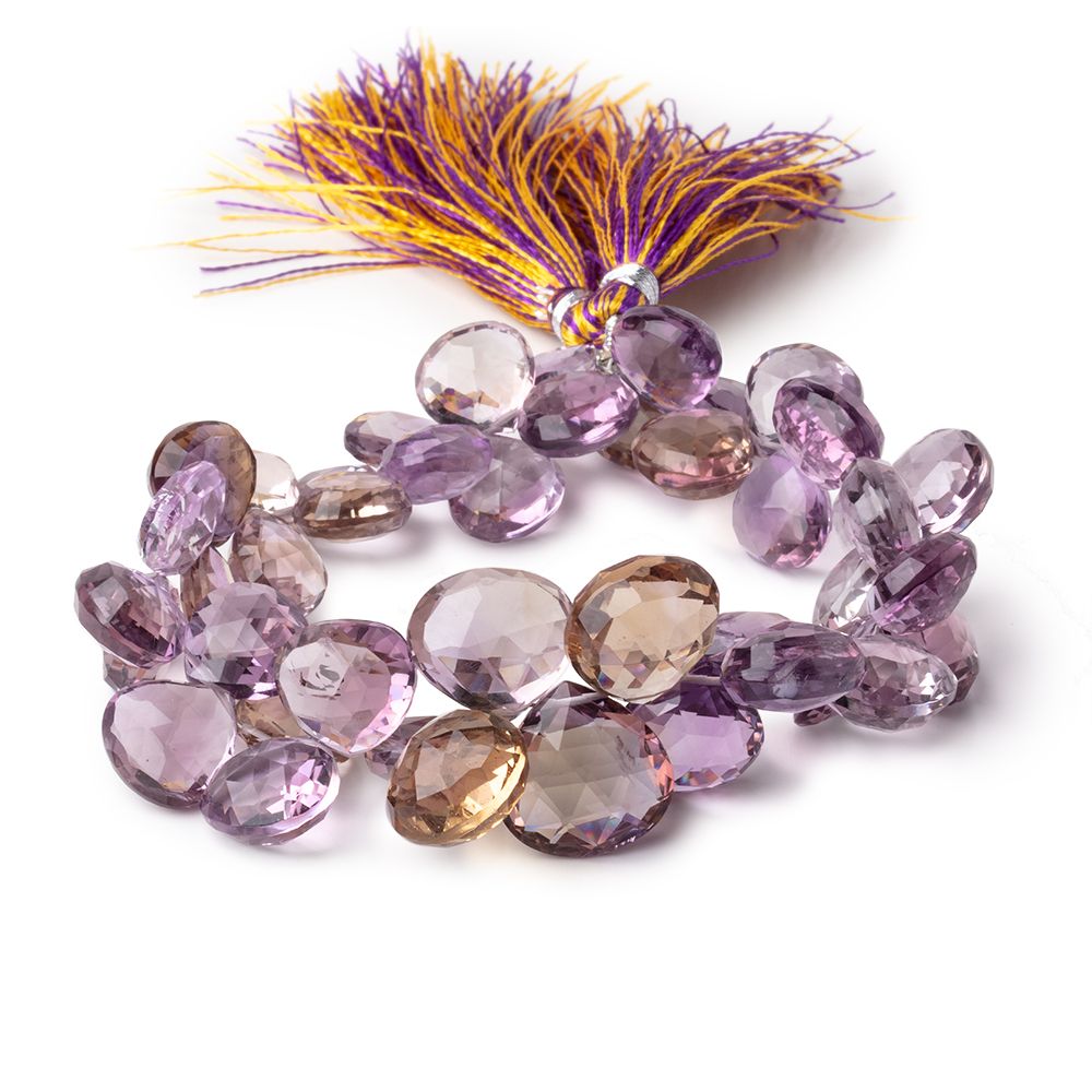 10-15mm Ametrine Faceted Heart Beads 8 inch 43 pieces