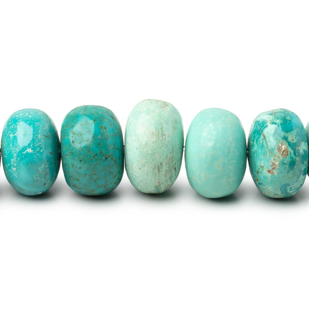 10-15mm Mongolian Turquoise Plain Rondelle Beads 18 inch 55 pieces
