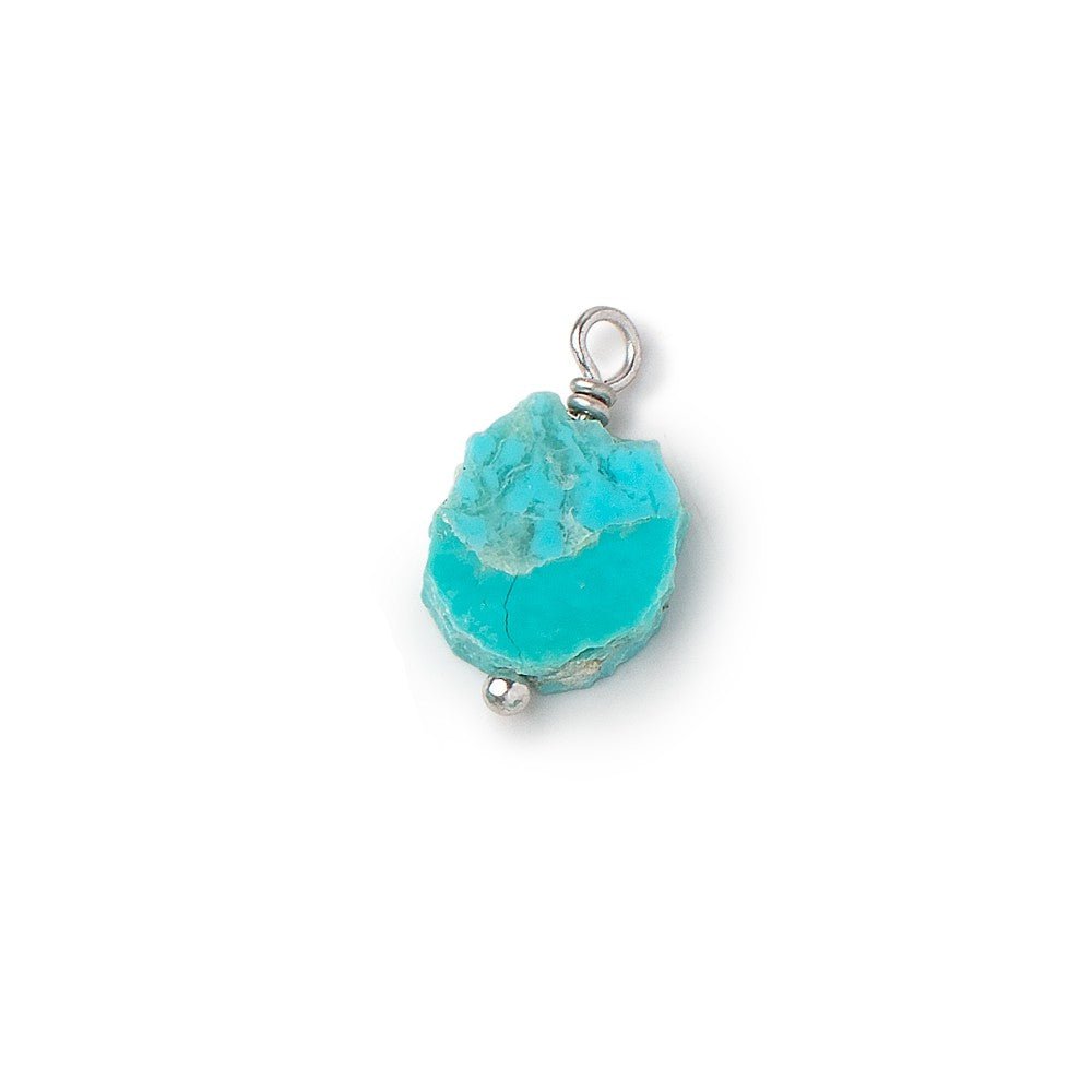 10-15mm Silver Wire Wrapped Sleeping Beauty Turquoise Slice Pendant 1 piece