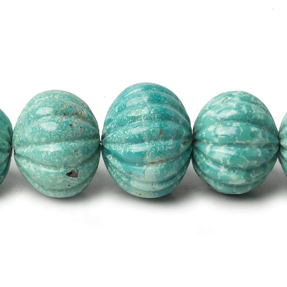 10-17mm Turquoise carved melon rondelle beads 18 inch 46 pieces