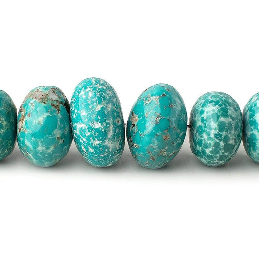 10-17mm Turquoise plain rondelle beads 18 inch 53 pieces