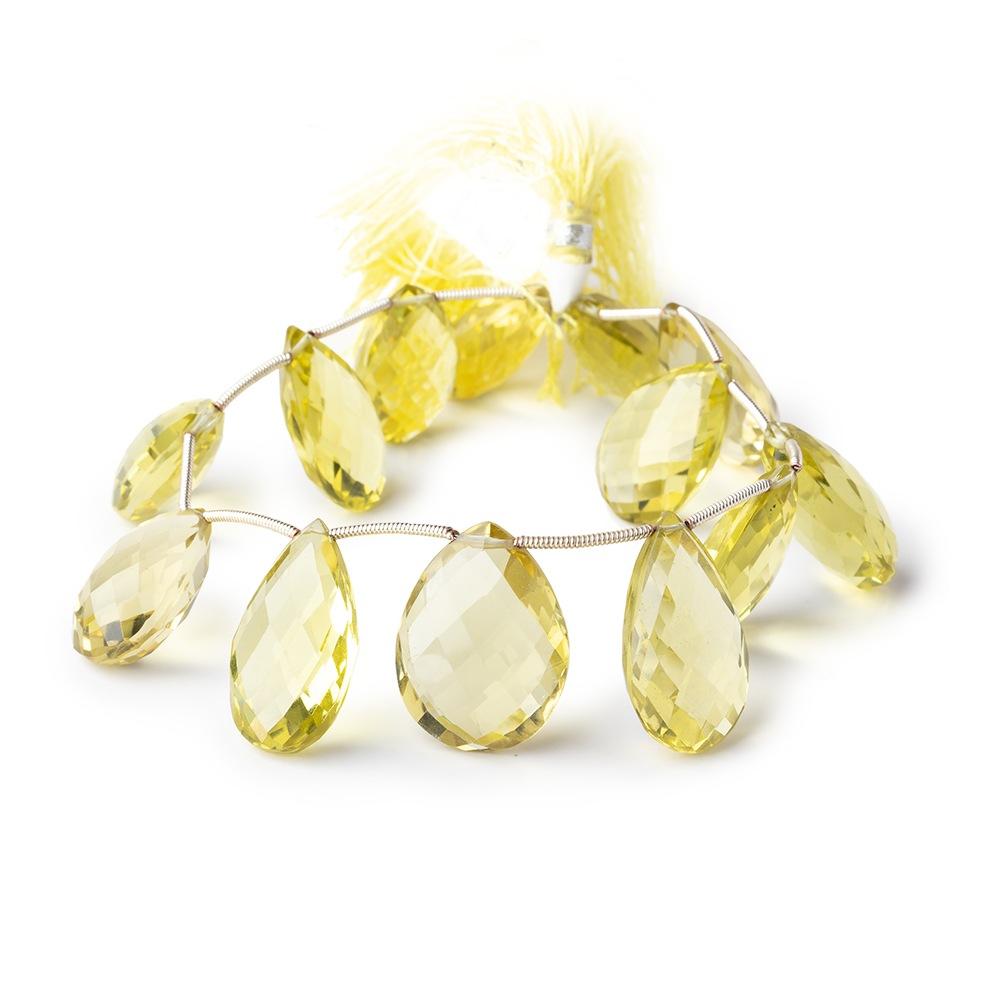 10-30mm Lemon Quartz Faceted Pear Beads 8 inch 13 pieces