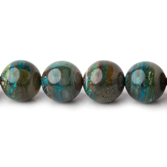 10 Blue Peruvian Opal ( Opalina ) plain round beads 16 inch 41 pieces AA