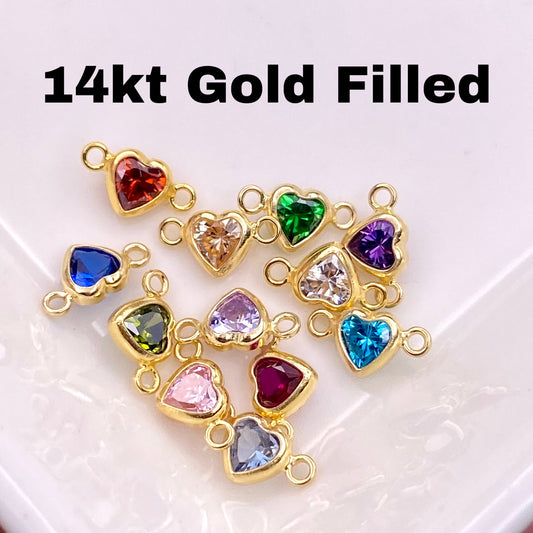 Luxe Heart Birthstone Connectors - Gold Filled - 3 Pack/12 Pack - B39G - Luxe Colors