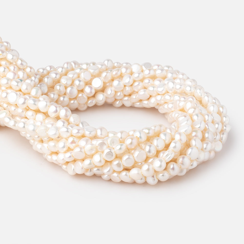 5-6mm Cream Baroque 2mm Large Hole Pearls 15 inch 64 pieces