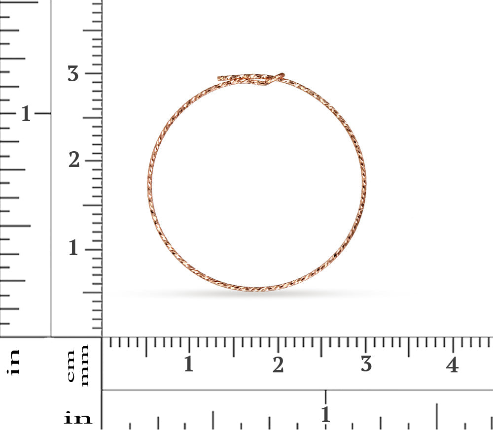 14Kt Rose Gold Filled 25mm 21ga Sparkle Beading Hoop - 5pairs/pack