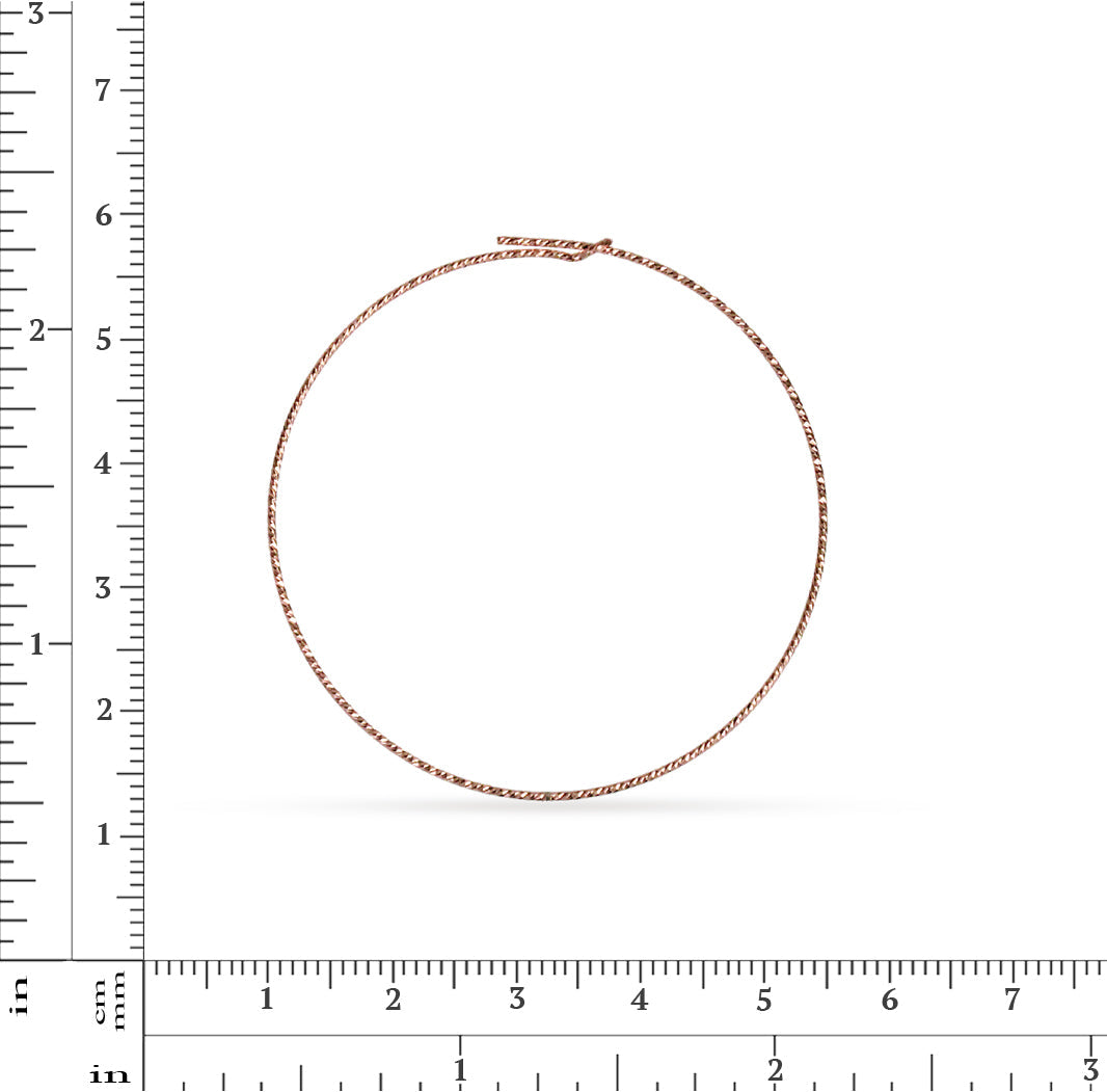 14Kt Rose Gold Filled 45mm 21ga Sparkle Beading Hoop - 2 prs/pack