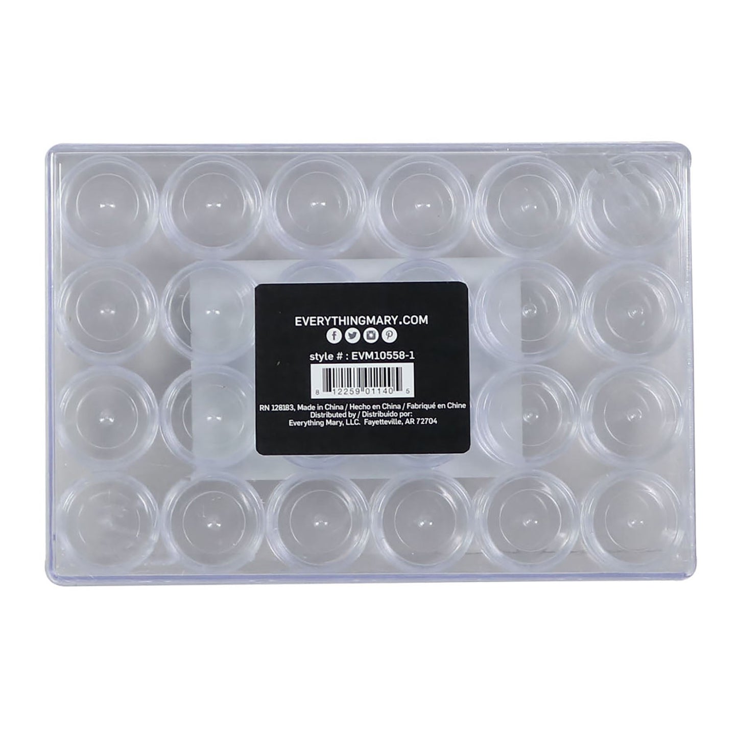 Large Plastic Bead Storage Organizer Box, 24 Jars