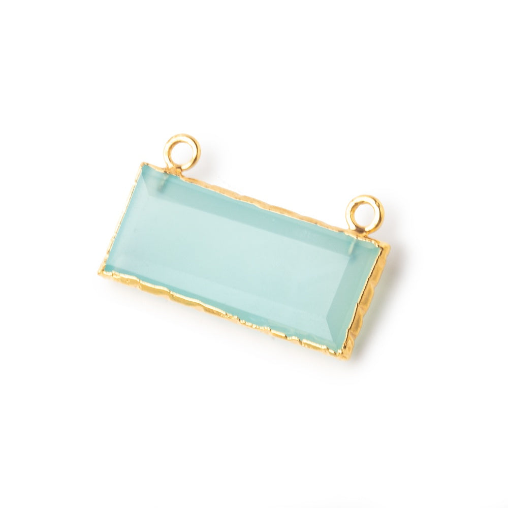 11x26mm Gold Leafed Blue Chalcedony East West Bar Connector 1 piece