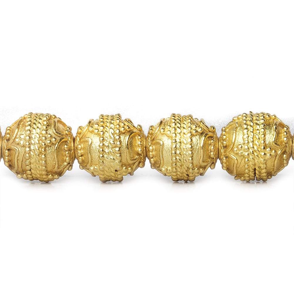 10mm 22kt Gold Plated Copper Bead Round Four Leaf tip 8 inch 18 pieces