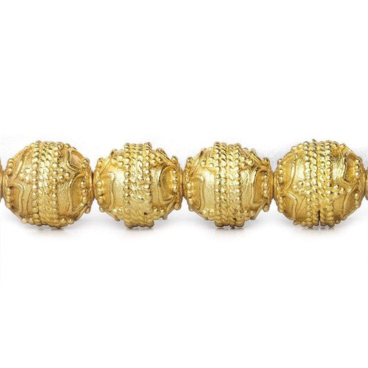 10mm 22kt Gold Plated Copper Bead Round Four Leaf tip 8 inch 18 pieces
