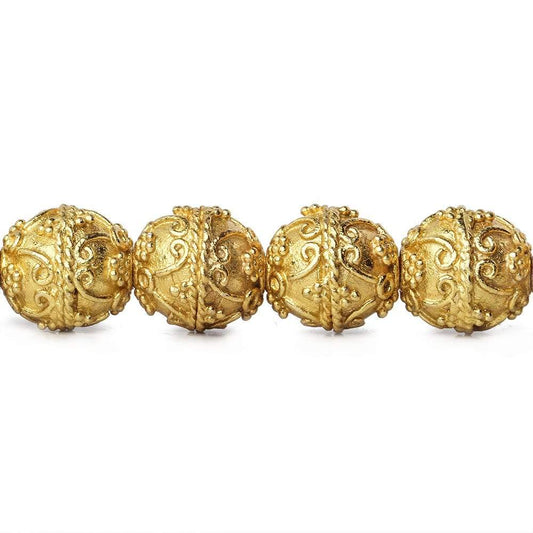 10mm 22kt Gold Plated Copper Bead Roval Victorian Swag 8 inch 18 pieces