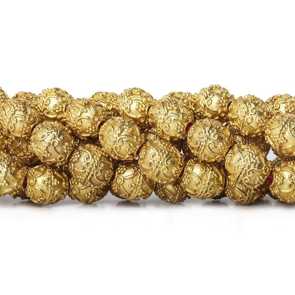 10mm 22kt Gold Plated Copper Bead Roval Victorian Swag 8 inch 18 pieces