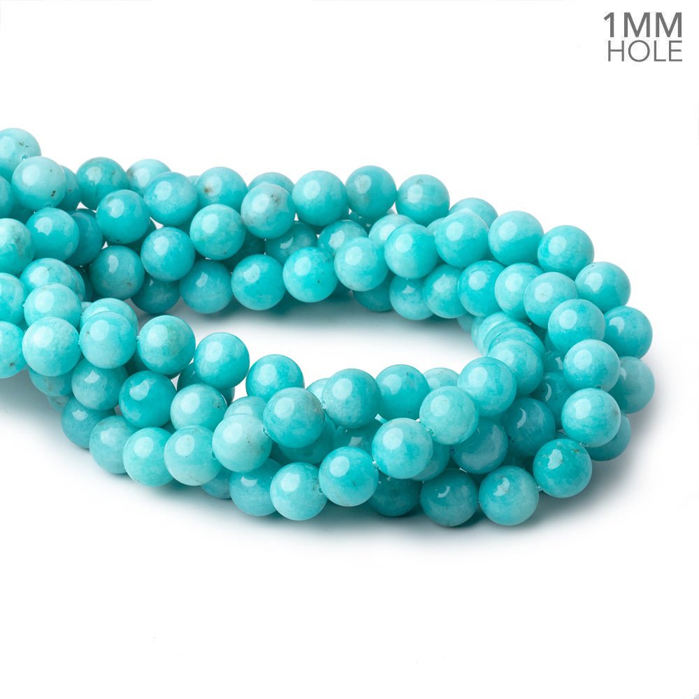 8mm Amazonite Plain Round Beads 16 inch 50 pieces AA 1mm hole