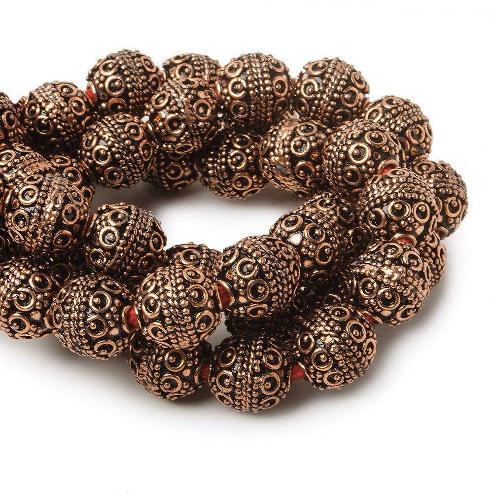 10mm Antiqued Copper Beads Roval Persian 8 inch 19 pcs