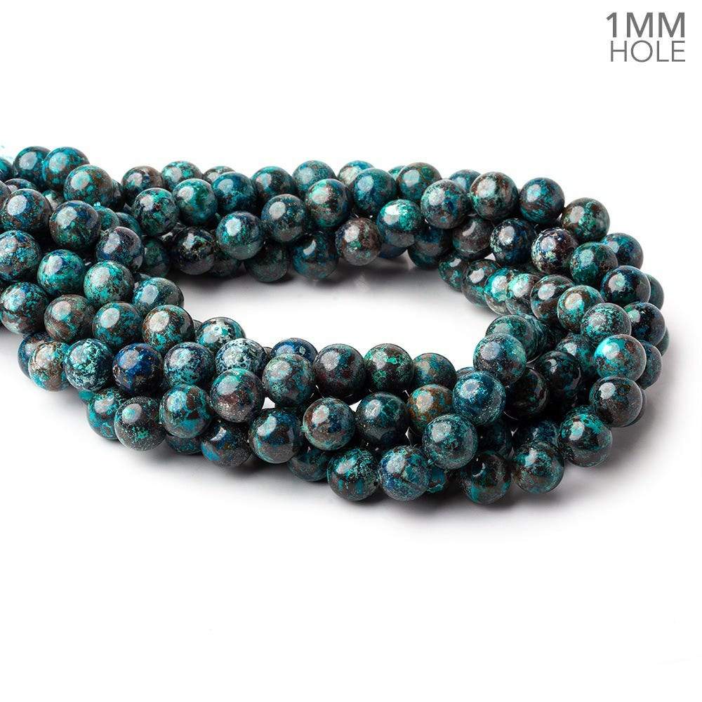 10mm Chrysocolla plain round large hole beads 15.5 inch 41 pieces A