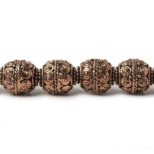 10mm Copper Bead Bead Round Concentric Circles 8 inch 18 pcs