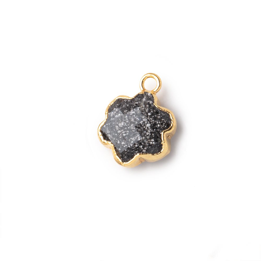 10mm Gold Leafed Celestial Quartz Faceted Flower Focal Pendant 1 piece