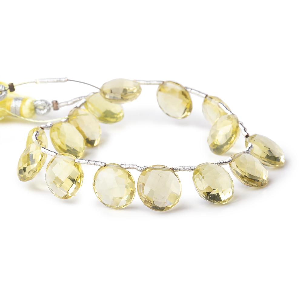 10mm Lemon Quartz Top Drilled Faceted Coin Beads 7 inch 15 pieces