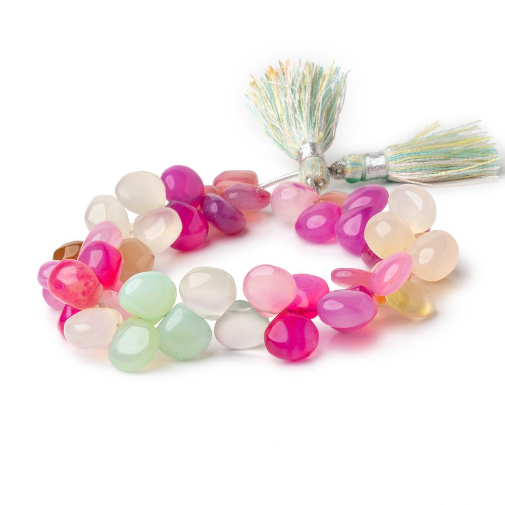 10mm Multi Color Chalcedony Plain Heart Beads 7.5 inch 44 pieces