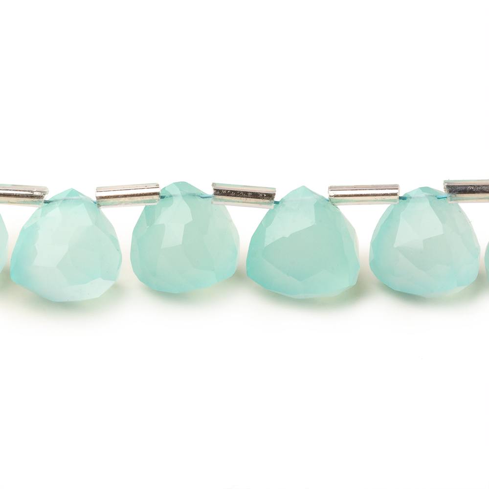 10mm Seafoam Blue Chalcedony top drilled faceted trillions 9 inch 20 beads