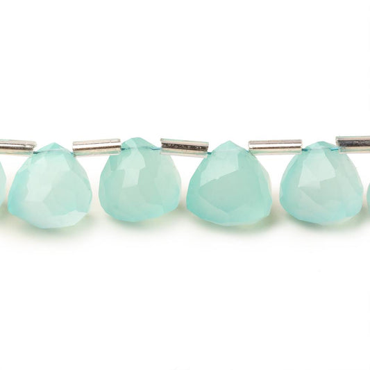 10mm Seafoam Blue Chalcedony top drilled faceted trillions 9 inch 20 beads